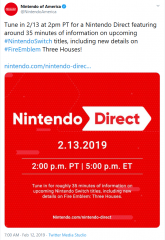 Nintendo of America on Twitter Tune in 2 13 at 2pm PT for a Nintendo Direct featuring around 3...png