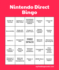 Nintendo Direct June 2023 Bingo Card